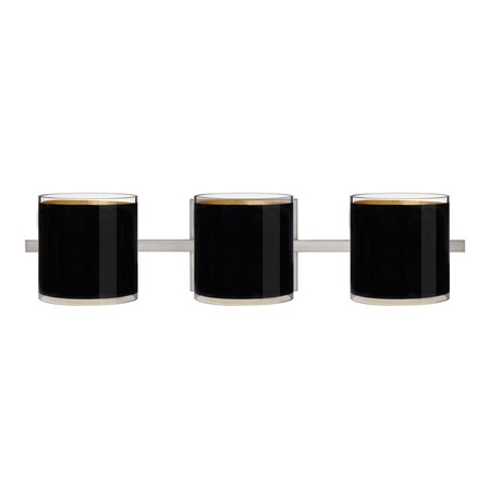 Besa Lighting Pogo Vanity, Black/Inner Gold, Satin Nickel Finish, 3x5W LED 3WS-7180GF-LED-SN